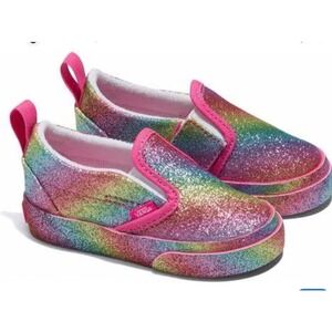 Vans Toddler Slip-On V Glitter Rainglow Rainbow Shoe  Size 4C New